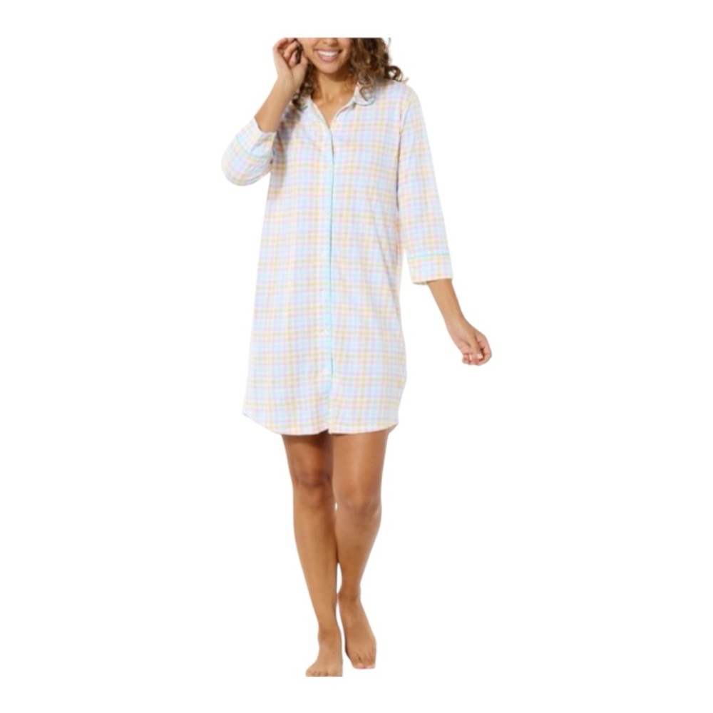 New! Lacey Chabert Collard Button Front Night Shirt Size Medium